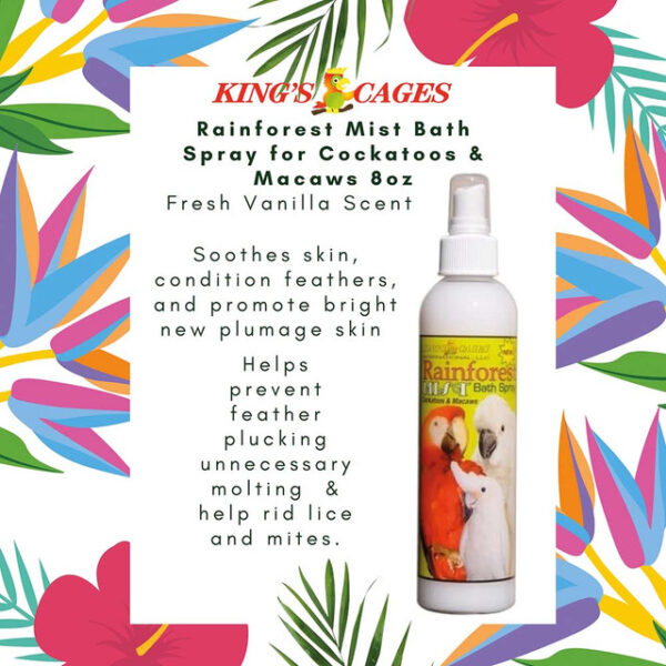 Rainforest Mist Bathing Spray for Cockatoos and Macaws 8oz